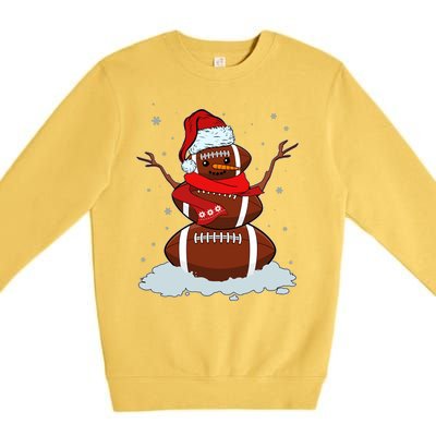 Funny Christmas Football Snowman Premium Crewneck Sweatshirt