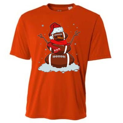 Funny Christmas Football Snowman Cooling Performance Crew T-Shirt