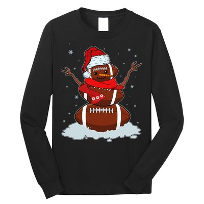 Funny Christmas Football Snowman Long Sleeve Shirt