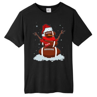 Funny Christmas Football Snowman Tall Fusion ChromaSoft Performance T-Shirt