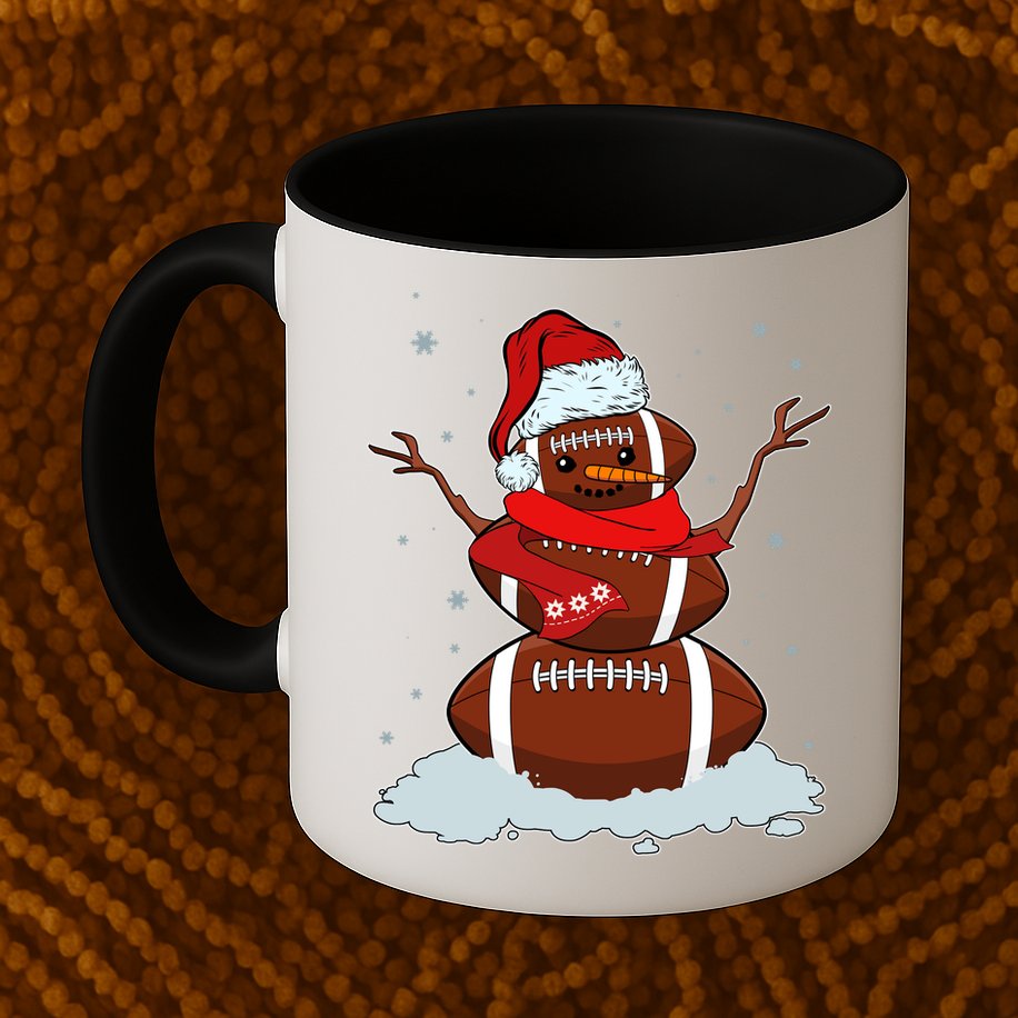 Funny Christmas Football Snowman Mug