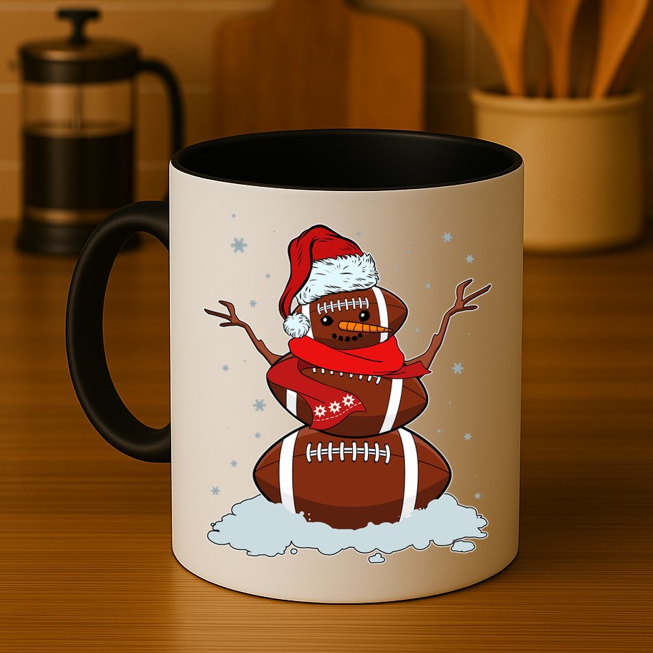 Funny Christmas Football Snowman Mug