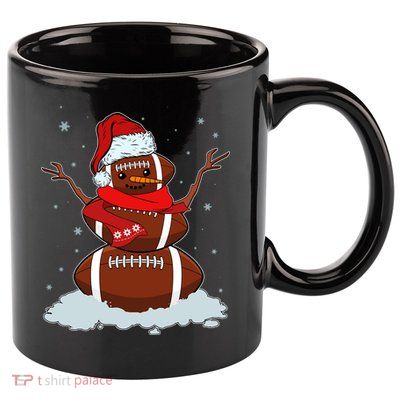 Funny Christmas Football Snowman 11oz C Handle Ceramic Mug