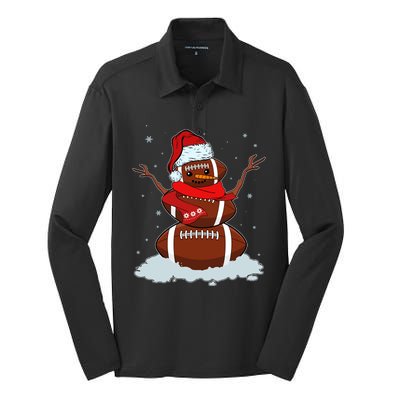 Funny Christmas Football Snowman Silk Touch Performance Long Sleeve Polo