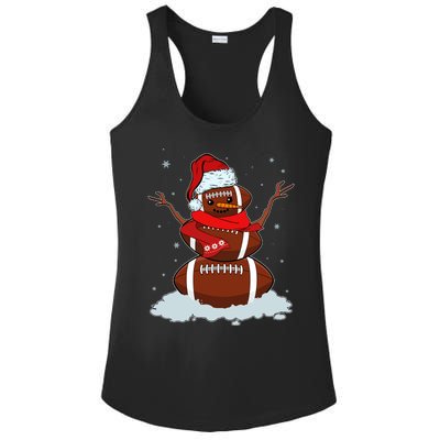 Funny Christmas Football Snowman Ladies PosiCharge Competitor Racerback Tank