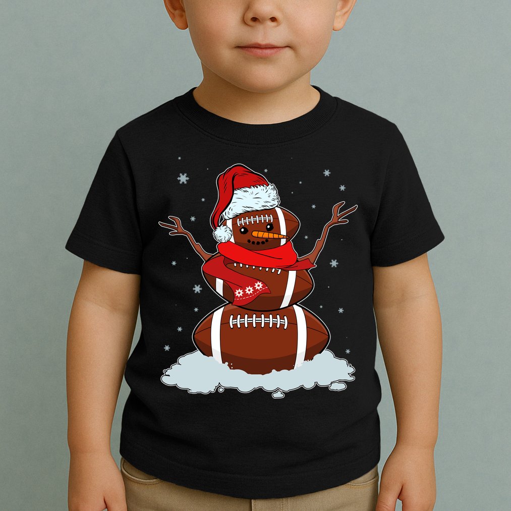 Funny Christmas Football Snowman Toddler T-Shirt
