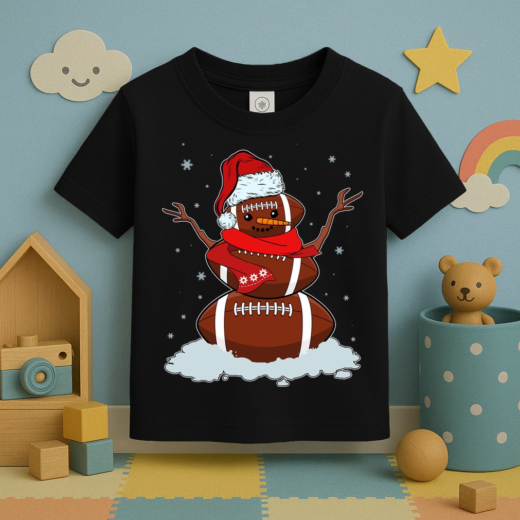 Funny Christmas Football Snowman Toddler T-Shirt