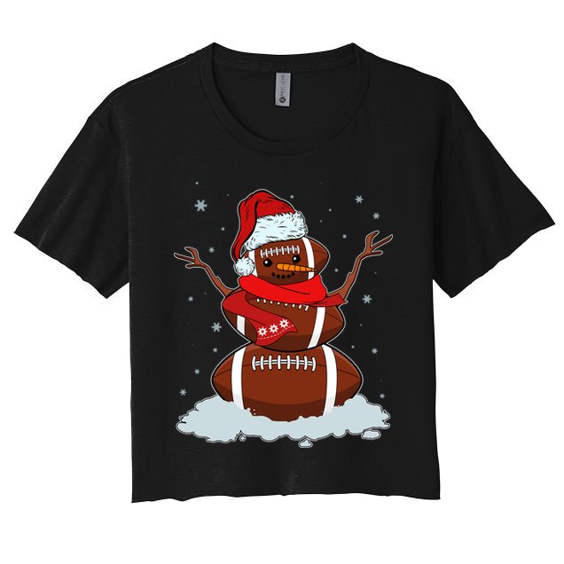 Funny Christmas Football Snowman Crop Top