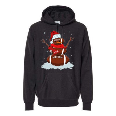 Funny Christmas Football Snowman Premium Hoodie