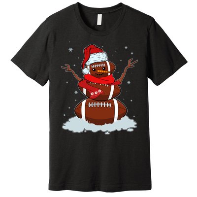 Funny Christmas Football Snowman Premium T-Shirt