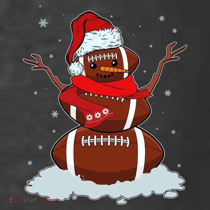 Funny Christmas Football Snowman Premium T-Shirt