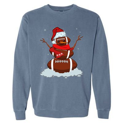 Funny Christmas Football Snowman Garment-Dyed Sweatshirt