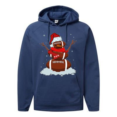 Funny Christmas Football Snowman Performance Fleece Hoodie