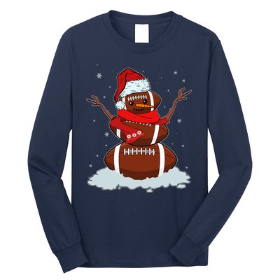 Funny Christmas Football Snowman Long Sleeve Shirt