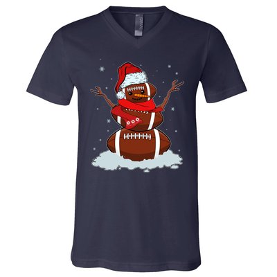 Funny Christmas Football Snowman V-Neck T-Shirt