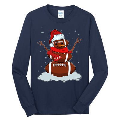 Funny Christmas Football Snowman Tall Long Sleeve T-Shirt