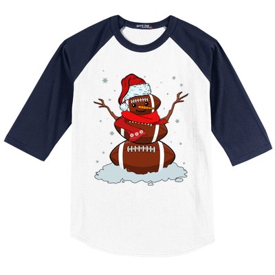 Funny Christmas Football Snowman Baseball Sleeve Shirt