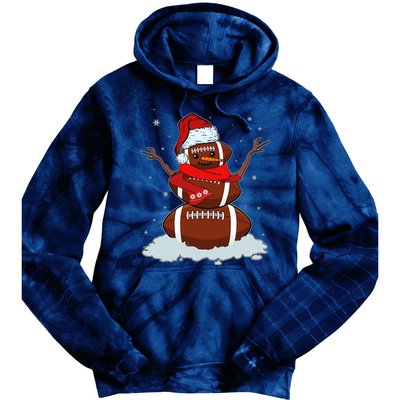 Funny Christmas Football Snowman Tie Dye Hoodie