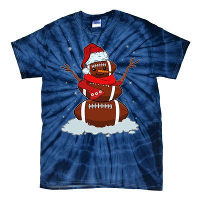 Funny Christmas Football Snowman Tie-Dye T-Shirt