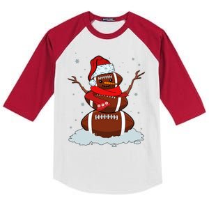 Funny Christmas Football Snowman Kids Colorblock Raglan Jersey