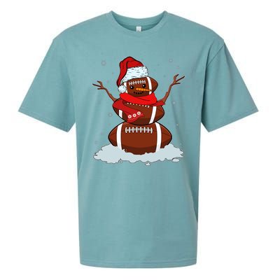 Funny Christmas Football Snowman Sueded Cloud Jersey T-Shirt