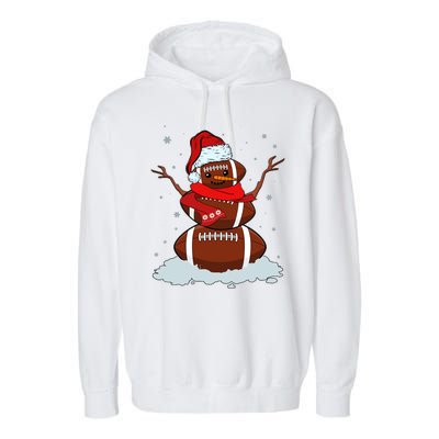 Funny Christmas Football Snowman Garment-Dyed Fleece Hoodie