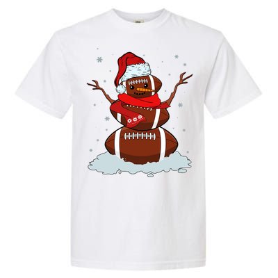 Funny Christmas Football Snowman Garment-Dyed Heavyweight T-Shirt