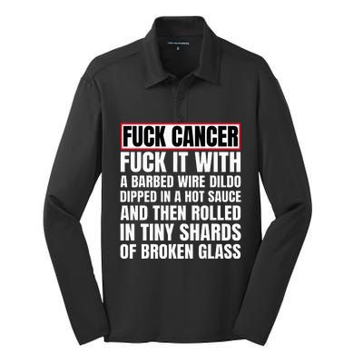 Fuck Cancer Silk Touch Performance Long Sleeve Polo