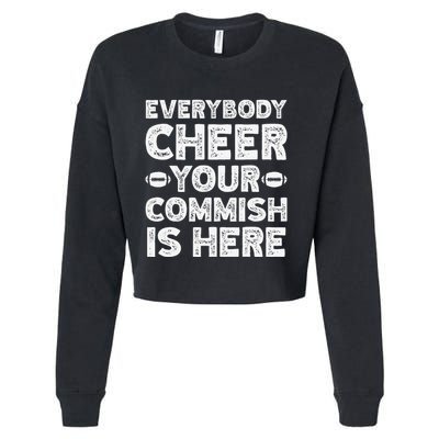 Funny Commish Fantasy Basketball Commissioner Sarcastic Cropped Pullover Crew