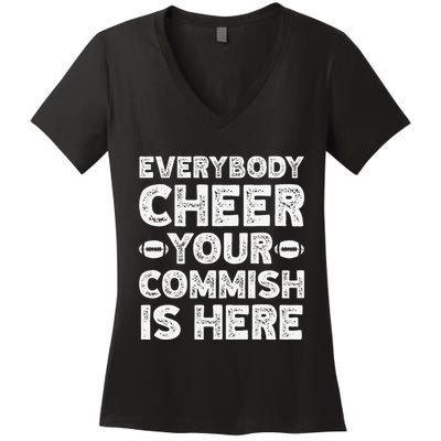 Funny Commish Fantasy Basketball Commissioner Sarcastic Women's V-Neck T-Shirt