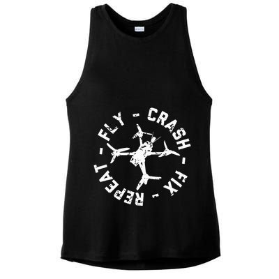 Fly Crash Fix Repeat Funny Fpv Drone Racing Quad Pilot Ladies PosiCharge Tri-Blend Wicking Tank