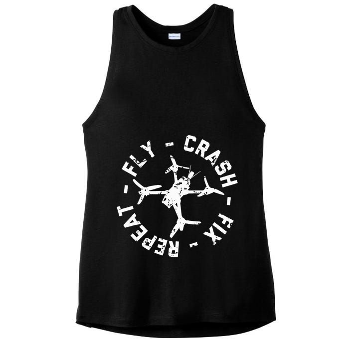 Fly Crash Fix Repeat Funny Fpv Drone Racing Quad Pilot Ladies PosiCharge Tri-Blend Wicking Tank