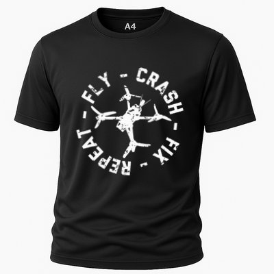 Fly Crash Fix Repeat Funny Fpv Drone Racing Quad Pilot Performance Shirt