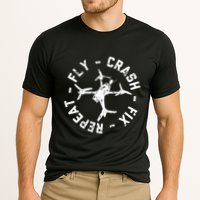 Fly Crash Fix Repeat Funny Fpv Drone Racing Quad Pilot Performance Shirt