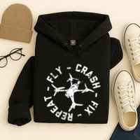 Fly Crash Fix Repeat Funny Fpv Drone Racing Quad Pilot Hoodie