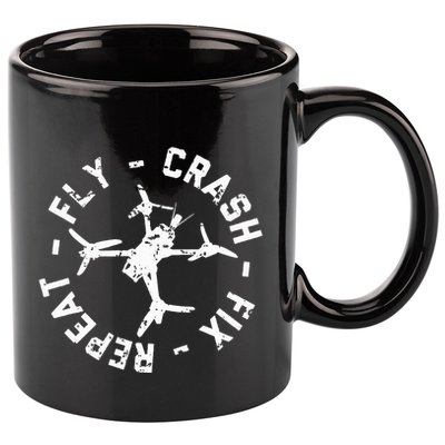 Fly Crash Fix Repeat Funny Fpv Drone Racing Quad Pilot 11oz C Handle Ceramic Mug