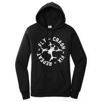 Fly Crash Fix Repeat Funny Fpv Drone Racing Quad Pilot Women's Pullover Hoodie