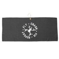 Fly Crash Fix Repeat Funny Fpv Drone Racing Quad Pilot Large Microfiber Waffle Golf Towel
