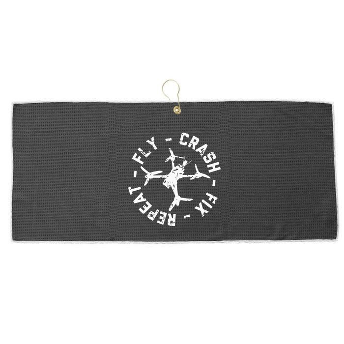 Fly Crash Fix Repeat Funny Fpv Drone Racing Quad Pilot Large Microfiber Waffle Golf Towel