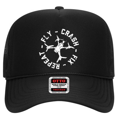 Fly Crash Fix Repeat Funny Fpv Drone Racing Quad Pilot Trucker Hat