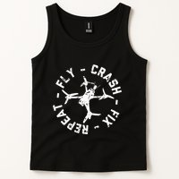 Fly Crash Fix Repeat Funny Fpv Drone Racing Quad Pilot Tank Top