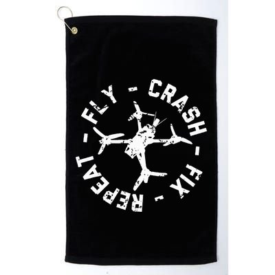 Fly Crash Fix Repeat Funny Fpv Drone Racing Quad Pilot Golf Towel