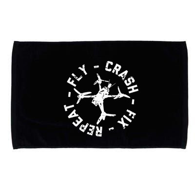 Fly Crash Fix Repeat Funny Fpv Drone Racing Quad Pilot Microfiber Hand Towel