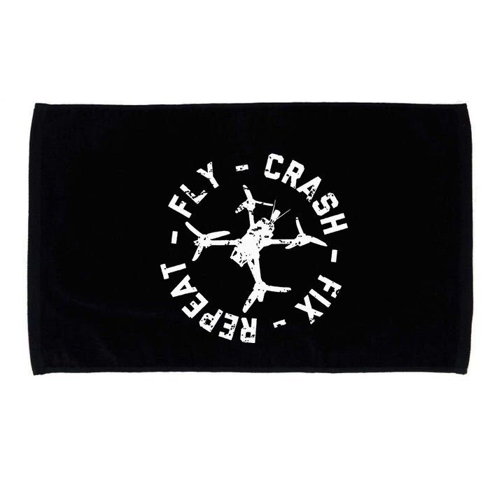 Fly Crash Fix Repeat Funny Fpv Drone Racing Quad Pilot Microfiber Hand Towel