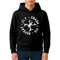 Fly Crash Fix Repeat Funny Fpv Drone Racing Quad Pilot Kids Hoodie