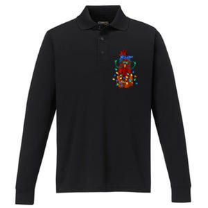 Funny Chicken Farmer Women Girls Family Christmas Performance Long Sleeve Polo