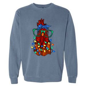 Funny Chicken Farmer Women Girls Family Christmas Garment-Dyed Sweatshirt