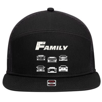 Fast Car Family Funny 7 Panel Mesh Trucker Snapback Hat