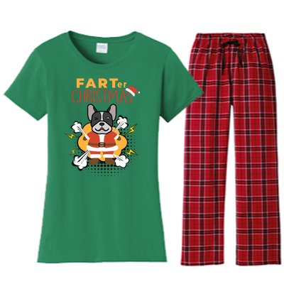 Farter Christmas Funny French Bulldog Christmas Gifts Women's Flannel Pajama Set