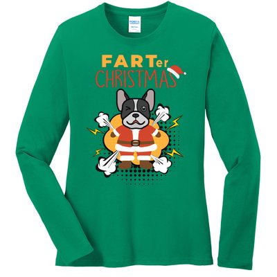 Farter Christmas Funny French Bulldog Christmas Gifts Ladies Long Sleeve Shirt